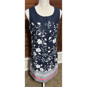 Ann Taylor Loft Dress Navy Blue Floral summer sheath knee length sz 6 career